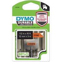 Dymo D1 - Durable Etichette - nero su arancio - 12mm x 3m, Nastro di scrittura Nero su arancione, Multicolore, Vinile, Belgio, -40 - 80 °C, DYMO