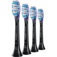 Philips Confezione da 4 testine standard per spazzolino sonico, Testina Nero, 4 pz, Nero, Morbido, Gomma
