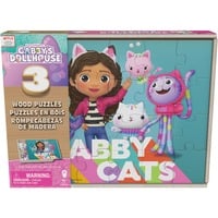 Spin Master Gabby's Dollhouse, 3 houten puzzels, 24-delige legpuzzel met houten opbergdoos, kinderpuzzels, voor kleuters vanaf 3 jr, Puzzle Games Gabby's Dollhouse, 3 houten puzzels, 24-delige legpuzzel met houten opbergdoos, kinderpuzzels, voor kleuters vanaf 3 jr, 16 pz, Cartoni, 3 anno/i