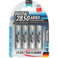 Ansmann 5035092 batteria per uso domestico Nichel-Metallo Idruro (NiMH) Nichel-Metallo Idruro (NiMH), 4 pz, 2850 mAh, Argento, 14.5 x 50.5