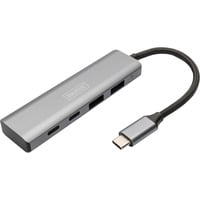 Digitus USB-C 4 porte 2x USB A + 2x USB-C, Hub USB argento
