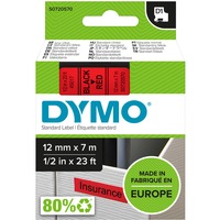 Dymo D1 - Standard Etichette - Nero su rosso - 12mm x 7m, Nastro di scrittura Nero su rosso, Poliestere, Belgio, -18 - 90 °C, DYMO, LabelManager, LabelWriter 450 DUO