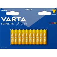 VARTA Longlife AAA Blister 10 Batteria monouso, Mini Stilo AAA, Alcalino, 1,5 V, 10 pz, Multicolore