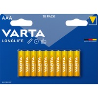 Varta Longlife AAA Blister 10 Batteria monouso, Mini Stilo AAA, Alcalino, 1,5 V, 10 pz, Multicolore