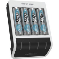Ansmann 1001-0092-01 carica batterie Batteria per uso domestico AC bianco/Nero, Nichel-Metallo Idruro (NiMH), Stilo AA, 4 pz, Batterie incluse