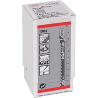 Bosch 2 608 637 881 lama per sega a gattuccio, sega a traforo e sega universale Lama per seghetto alternativo Acciaio al carbonio (HCS) 100 pz Lama per seghetto alternativo, Truciolare, Pannello in fibra, Legno dolce, Paniforte, Acciaio al carbonio (HCS), Grigio, 4 mm, 5,2 mm