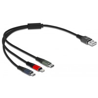 DeLOCK 87236 cavo USB 0,3 m USB 2.0 USB A Micro-USB B/Lightning/Apple 30-pin Nero, Blu, Verde, Rosso multi colorata, 0,3 m, USB A, Micro-USB B/Lightning/Apple 30-pin, USB 2.0, Nero, Blu, Verde, Rosso