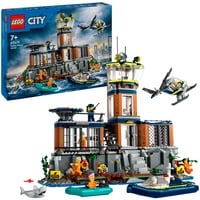 LEGO City 60419 Prigione sull’Isola della Polizia, Giocattolo ricco di Funzioni con Elicottero, Barca, Gommone e 7 Minifigure, Giochi di costruzione Giocattolo ricco di Funzioni con Elicottero, Barca, Gommone e 7 Minifigure, Set da costruzione, 7 anno/i, Plastica, 980 pz, 2,17 kg