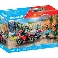 PLAYMOBIL Action Heroes Quad dei vigili del fuoco spegne incendio alla siepe, Giochi di costruzione 