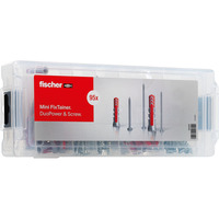 fischer Mini FixTainer DuoPower + Viti, Tassello grigio chiaro/Rosso