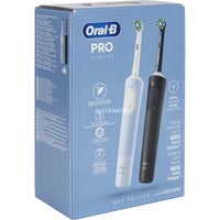 Braun Vitality Pro Duo Adulto Spazzolino rotante-oscillante Nero, Blu, Bianco, Spazzolino da denti elettrico Nero/Blu, Adulto, Spazzolino rotante-oscillante, Cura quotidiana, Sensibile, Super sensitive, Nero, Blu, Bianco, 7800 movimenti per minuto, 4 x 30 sec