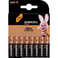 Duracell Plus 100 AAA B16 x10 Batteria monouso, Mini Stilo AAA, Alcalino, 1,5 V, 16 pz, Multicolore