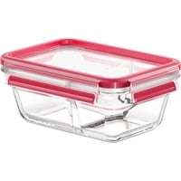 Emsa CLIP & CLOSE N10407 Rettangolare Scatola 0,8 L Trasparente 1 pz, Casella trasparente/Rosso, Scatola, Rettangolare, 0,8 L, Trasparente, Vetro, 420 °C