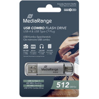 MediaRange Chiavetta di memoria combo 512 GB, Chiavetta USB argento/trasparente