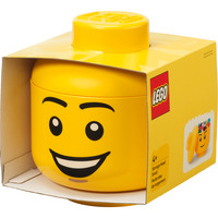 Room Copenhagen Testa contenitore LEGO "Happy Boy", piccola, Scatola di immagazzinaggio giallo
