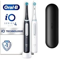 Braun iO Series 4 Duo Adulto Spazzolino a vibrazione Nero, Bianco, Spazzolino da denti elettrico Nero/Bianco, Adulto, Spazzolino a vibrazione, Cura quotidiana, Sensibile, Super sensitive, Sbiancante, Nero, Bianco, 2 min, Rotondo