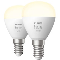 Philips Hue Sferetta - lampadina connessa E14 - (confezione da 2), Lampada a LED Philips Hue White Sferetta - lampadina connessa E14 - (confezione da 2), Lampadina intelligente, Bluetooth/Zigbee, Bianco, LED, E14, P45