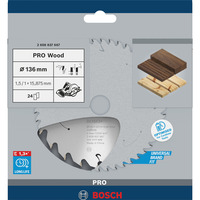 Bosch 2 608 837 667 lama circolare 13,6 cm 1 pz, Lama per sega In legno duro, Legno dolce, 13,6 cm, 1,59 cm, 1 mm, 11000 Giri/min, 1,5 mm