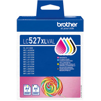 Brother Tinte Valuepack LC-527XLVAL, Inchiostro Resa elevata (XL), Nero, Ciano, Magenta, Giallo, Inchiostro a base di pigmento, Inchiostro a base di pigmento, 4 pz, Value pack