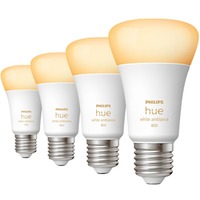 Philips Hue Philips Hue White Ambiance 4 Lampadine Smart E27 60 W, Lampada a LED Philips Hue White ambiance 4 Lampadine Smart E27 60 W, Lampadina intelligente, Bianco, Bluetooth/Zigbee, LED, E27, Illuminazione fredda, Bianco caldo