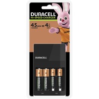 Duracell Caricabatterie 4 ore + 2xAA, 2xAAA Nero, 2xAAA, Nichel-Metallo Idruro (NiMH), Surriscaldamento, Cortocircuito, Sotto carico, Stilo AA, Mini Stilo AAA, 4 pz, Batterie incluse