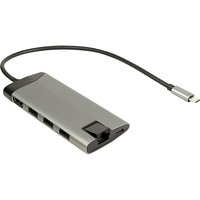 Inter-Tech GDC-802 USB 3.2 Gen 1 (3.1 Gen 1) Type-C 1000 Mbit/s Grigio USB 3.2 Gen 1 (3.1 Gen 1) Type-C, HDMI, RJ-45, MMC, MicroSD (TransFlash), 1000 Mbit/s, 30 Hz, 3840 x 2160