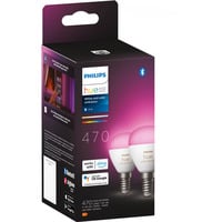 Philips Hue White & Color Ambiance E14 forma a goccia confezione doppia 470 lm, Lampada a LED 