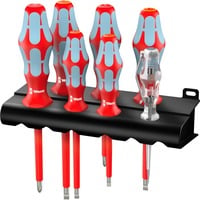 Wera 3160 i/7 Set di cacciaviti Kraftform Plus, acciaio inossidabile + supporto, Cacciavite rosso/Blu
