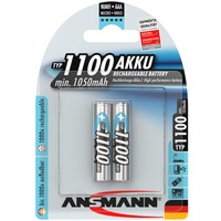 Ansmann 1x2 NiMH 1100 mAh Micro / AAA / HR03 Mini Stilo AAA Nichel-Metallo Idruro (NiMH), Batteria argento, Mini Stilo AAA, Nichel-Metallo Idruro (NiMH), 10.5 x 44.5