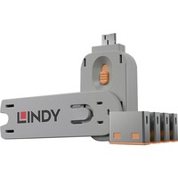 Lindy 40453 clip sicura Bloccaporte + chiave USB tipo A Arancione Acrilonitrile butadiene stirene (ABS) 5 pz arancione , Bloccaporte + chiave, USB tipo A, Arancione, Acrilonitrile butadiene stirene (ABS), 5 pz, Sacchetto di politene