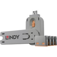 40453 clip sicura Bloccaporte + chiave USB tipo A Arancione Acrilonitrile butadiene stirene (ABS) 5 pz