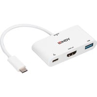 Lindy 43340 adattatore grafico USB 3840 x 2160 Pixel Bianco, Hub USB bianco, 3840 x 2160 Pixel