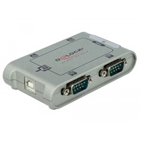 DeLOCK 4 Port USB 2.0 Serial Hub Argento argento, Argento, Windows 2000/XP/Server 2003/Vista, USB 2.0, Serial