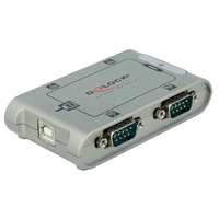 DeLOCK 4 Port USB 2.0 Serial Hub Argento, Adattatore argento, Argento, Windows 2000/XP/Server 2003/Vista, USB 2.0, Serial