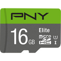 PNY Elite microSD 16 GB, Scheda di memoria grigio/Verde