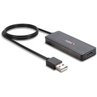 Lindy 42986 hub di interfaccia USB 2.0 480 Mbit/s Nero, Hub USB USB 2.0, USB 2.0, 480 Mbit/s, Nero, Plastica, Cavo tondo