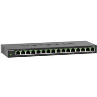 Netgear GS316 Non gestito L2 Gigabit Ethernet (10/100/1000) Nero, Interruttore Nero, Non gestito, L2, Gigabit Ethernet (10/100/1000), Montabile a parete