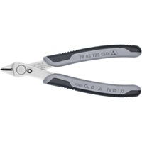 KNIPEX 78 03 125 ESD Side-cutting pliers pinza, Pinze per elettronica grigio, Side-cutting pliers, Acciaio inossidabile, Acciaio, Plastica, Nero/Grigio, 12,5 cm, 55 g