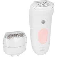 Procter & Gamble Silk-épil 5 5-030, Epilatore Elettrico Donna, Per Una Epilazione Semplice, Bianco/Rosa bianco/Rosa, Epilatore Elettrico Donna, Per Una Epilazione Semplice, Bianco/Rosa, Rosa, Bianco, 28 pinzette, MicroGrip, 0,5 mm, Batteria, Batteria integrata