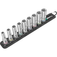 Wera 05004545001 bussola e set di bussole Nero, Set di bussole, 3/8", Metrico, 9 testina/e, 8,10,12,13,15,16,17,18,19 mm, 320 mm