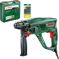 Bosch Martello perforatore PBH 2100 RE + set accessori 4 pezzi, Trapano a percussione verde/Nero