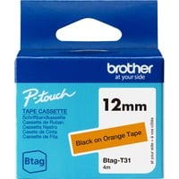 Brother BTAG-T31 nastro per etichettatrice Nero su arancione, Nastro di scrittura Nero su arancione, Filippine, 5 anno/i, Brother, P-touch PT-N10, PT-N20, PT-N25BT, 1,2 cm