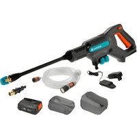 GARDENA AquaClean 24/18V P4A idropulitrice Compatta Batteria 250 l/h Nero, Blu, Arancione, Detergente stampante grigio/Turchese, Compatta, Batteria, 5 m, Nero, Blu, Arancione, 250 l/h, 24 bar