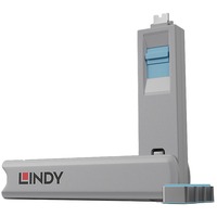Lindy 40465 clip sicura Bloccaporte + chiave USB tipo-C Blu Acrilonitrile butadiene stirene (ABS) 1 pz, Castello Bloccaporte + chiave, USB tipo-C, Blu, Acrilonitrile butadiene stirene (ABS), 1 pz, 10 g