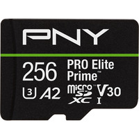 PNY Pro Elite Prime microSD 256 GB, Scheda di memoria Nero/Verde