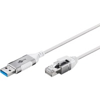 goobay Cavo adattatore Ethernet USB-A 3.2 Gen1 > RJ-45, Slim bianco