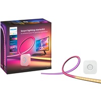 Philips Hue Philips Hue White and Color Ambiance Lightstrip Gradient per PC 24-27" Starter kit + Hue Bridge, Striscia LED Nero/Bianco, Philips Hue White and Color Ambiance Lightstrip Gradient per PC 24-27" Starter kit + Hue Bridge, Striscia LED intelligente, Bluetooth/Zigbee, Nero, Silicone, Variabile, 2200 K