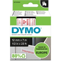 Dymo D1 - Standard Etichette - Rosso su bianco - 12mm x 7m, Nastro di scrittura Rosso su bianco, Poliestere, Belgio, -18 - 90 °C, DYMO, LabelManager, LabelWriter 450 DUO