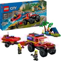 LEGO City Fuoristrada antincendio e gommone di salvataggio, Giochi di costruzione Set da costruzione, 5 anno/i, Plastica, 301 pz, 552 g