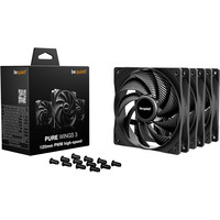 be quiet! Pure Wings 3 120 mm PWM high-speed Triple Pack Case per computer Ventilatore 12 cm Nero 3 pz, Ventola Nero, Ventilatore, 12 cm, 2100 Giri/min, 101,2 m³/h, Nero